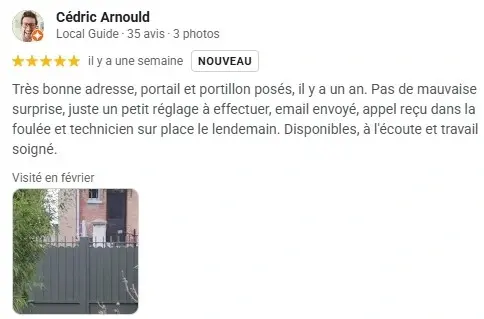 Avis client portail cloture portillon nanterre