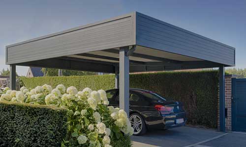 Carport adossé habillage lames alu