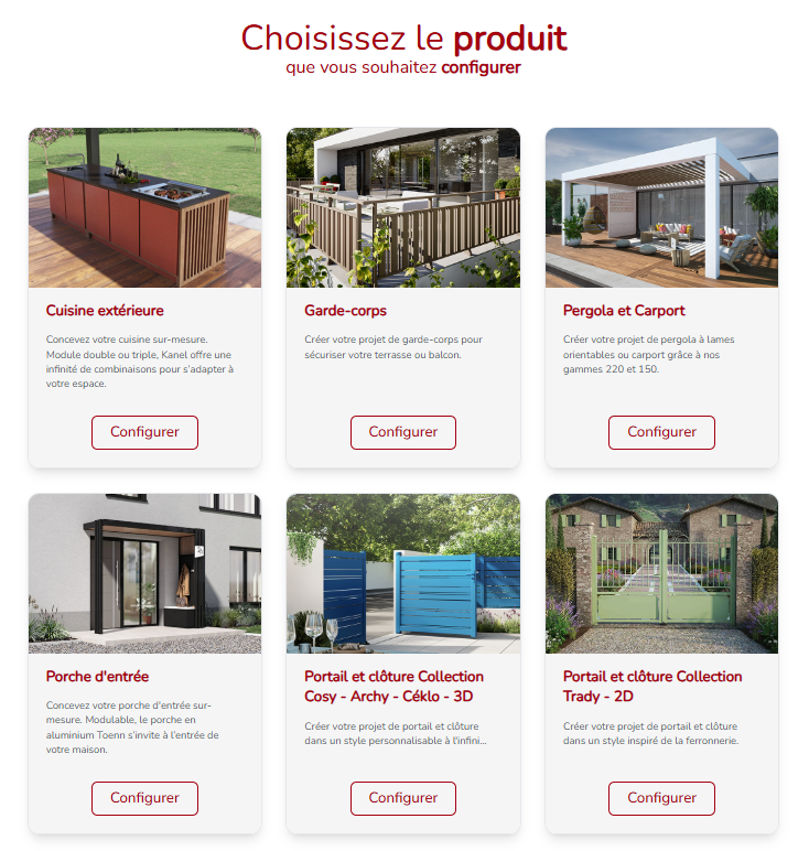Configurateur gratuit de portails, clôtures, garde corps,  pergola et carport