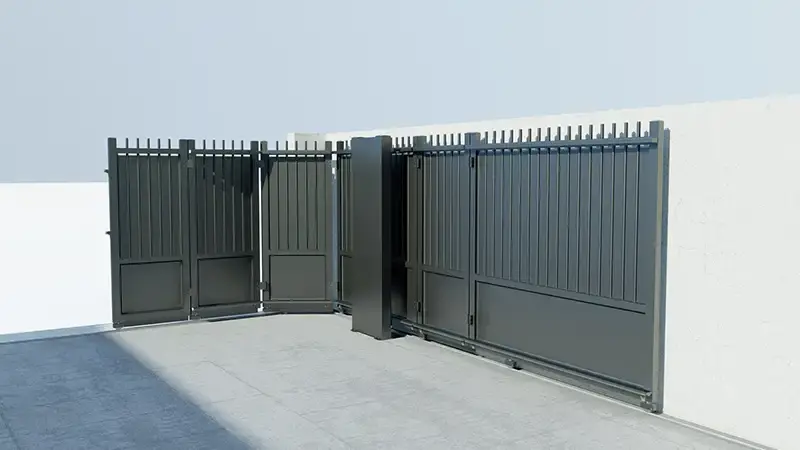 Portail coulissant pont aven petit ecoincon entreouvert