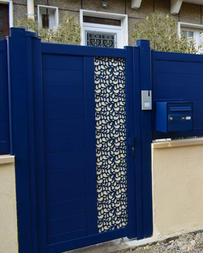 Portillon Brodiri tôle laser bleu garenne Colombes 92