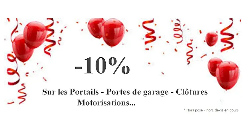 Promo A2P Tuquet - Remise 10% sur portail, porte garage